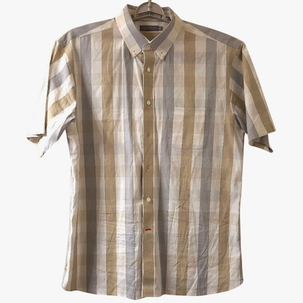 Daniel Cremieux Signature Mens XXL Plaid Short Sleeve Button Down Shirt